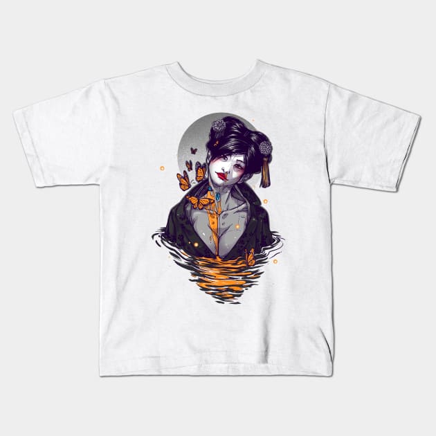 Lady Butterfly Kids T-Shirt by dracoimagem